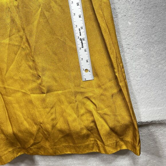 Anthropologie Seen Worn Kept Satin Ruffle Midi Dress 4 Gold Yellow Sleeveless - Picture 6 of 13